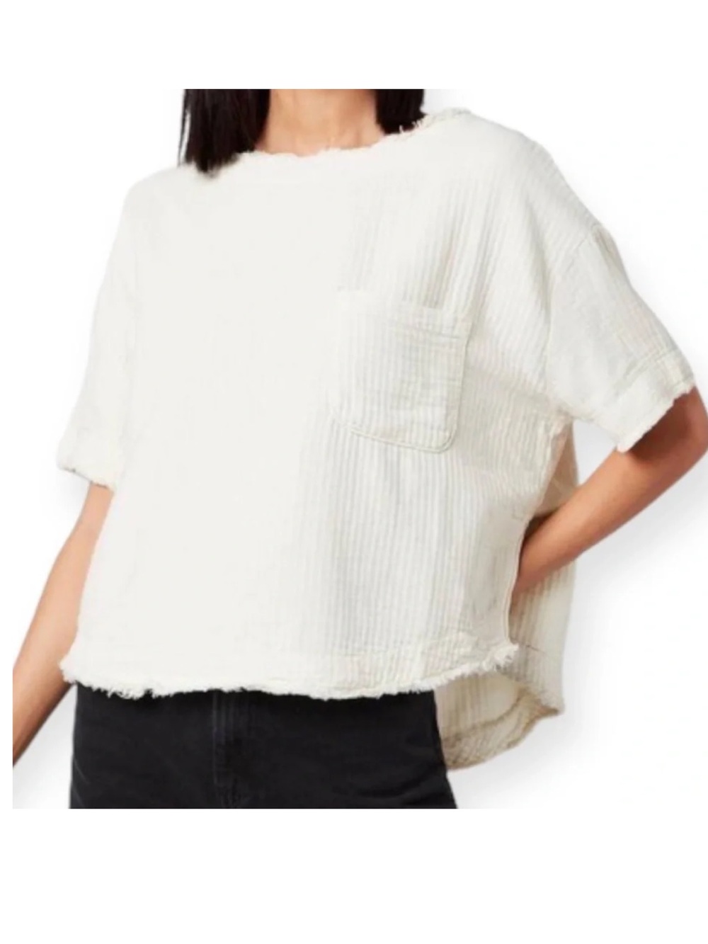 We The Free Cream Palo Alto Top/ Small/Oversized/Boho